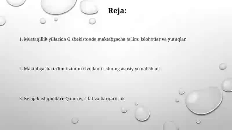 O’zbekiston mustaqilikka erishgandan keyngi davrdagi maktabgacha ta'lim 2