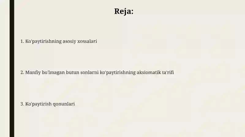 Nomanfiy butun sonlarni kòpaytirish amalining aksiomatik ta'rifi 2