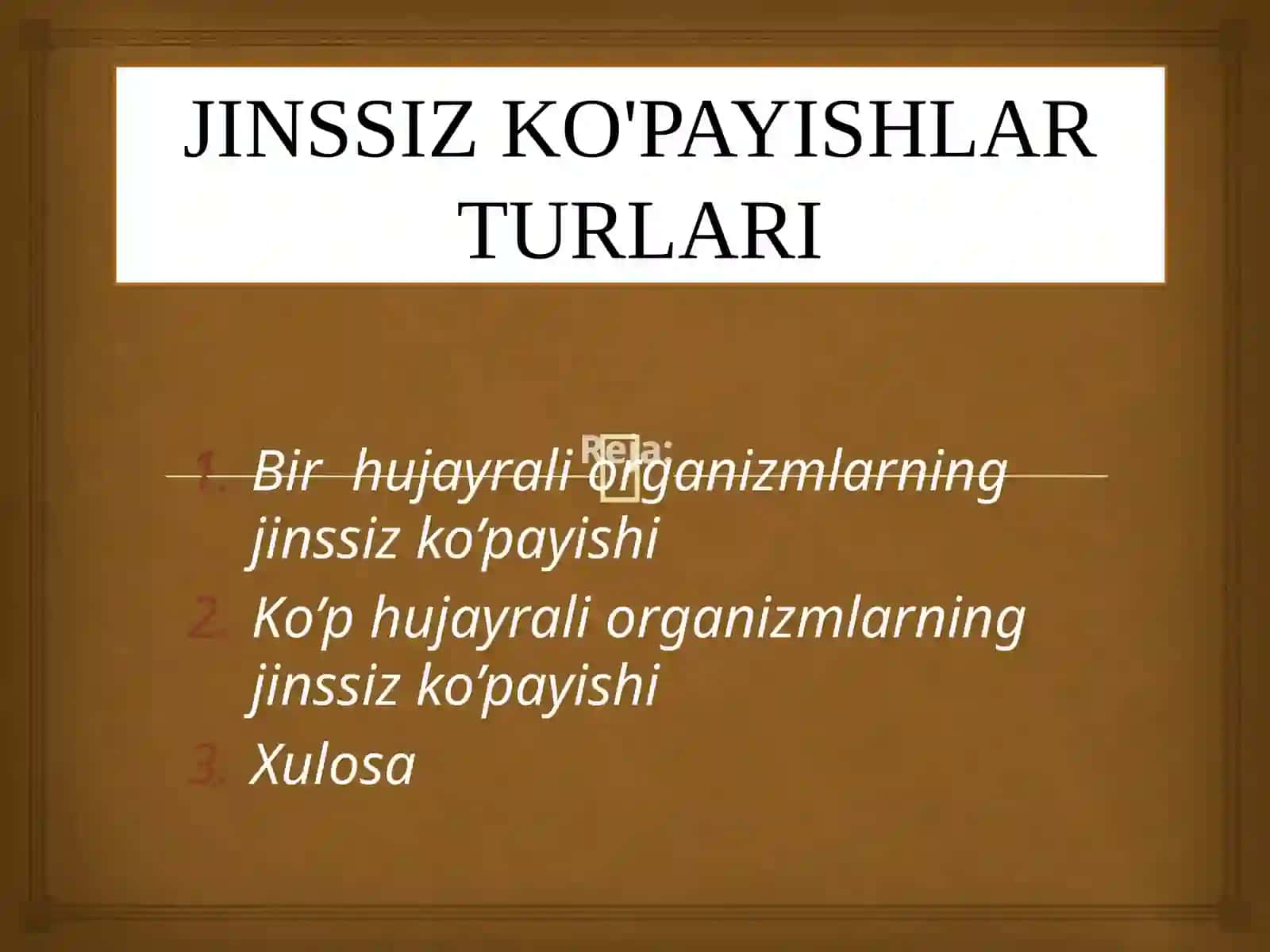 BIOLOGIYA YO’NALISHI MUSTAQIL ISHI 2