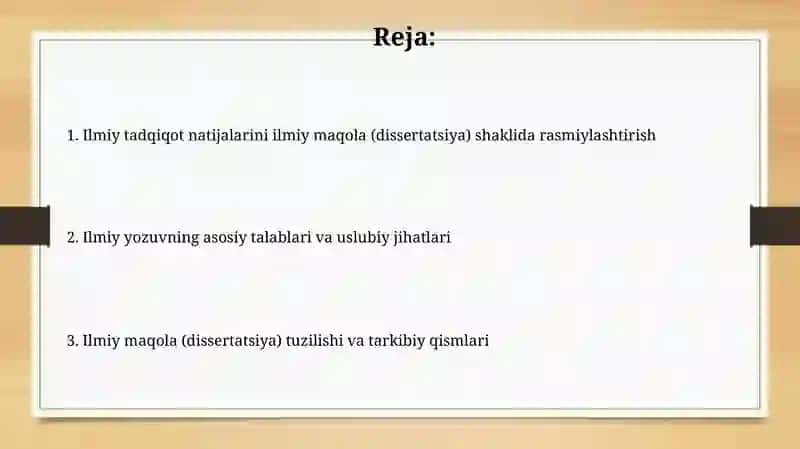 Ilmiy tadqiqot natijalarini ilmiy maqola (tezis) kо’rinishida rasmiylashtirish 2