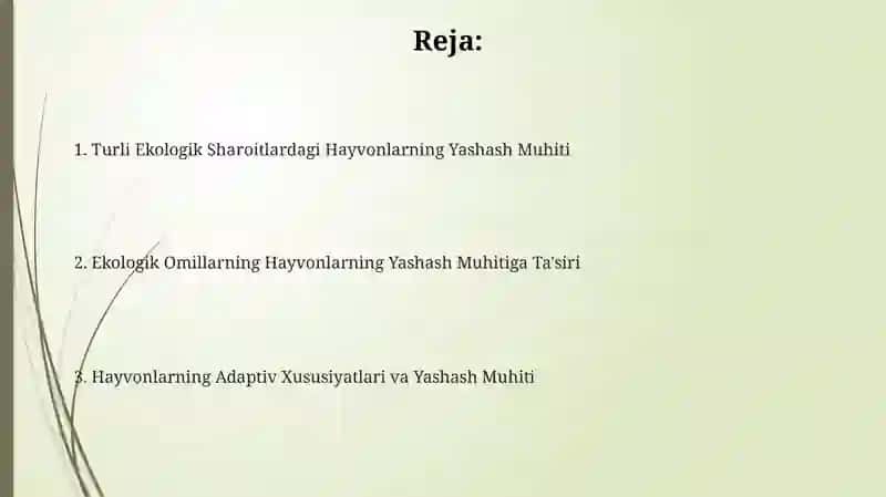 Turli Ekologik Sharoitlardagi Hayvonlarning Yashash Muhiti 2