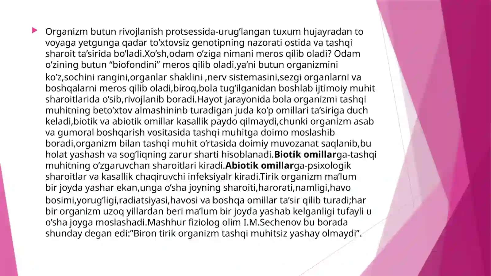 Inson organizmiga tashqi muhit omilarining ta’sirlari 2