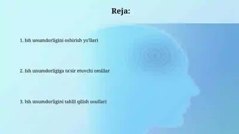 Mehnat unumdorligini tahlil qilish 2