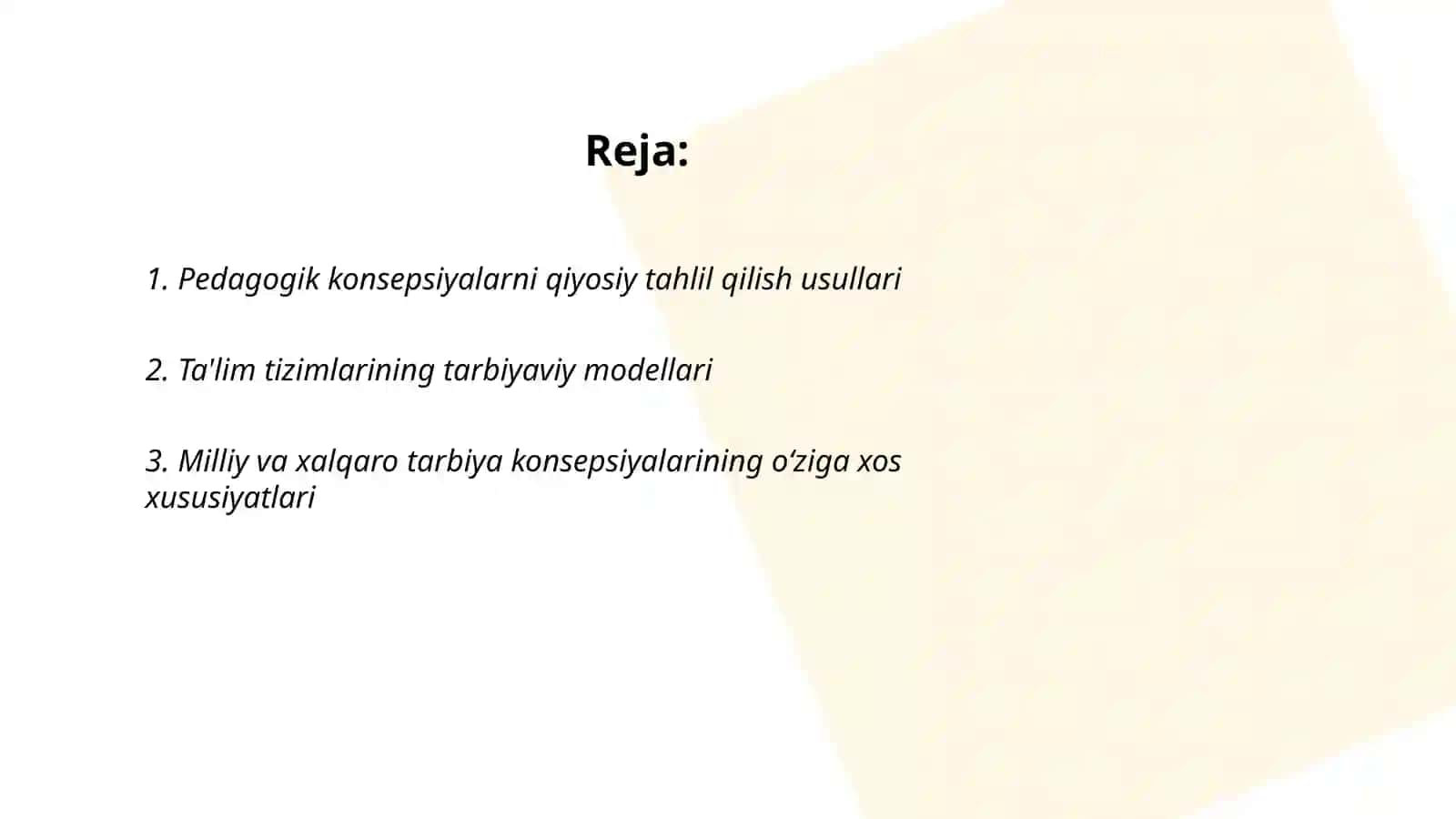 Jahon tarbiyaviy konseptsiyalari namunalarining qiyosiy pedagogik tahlili 2