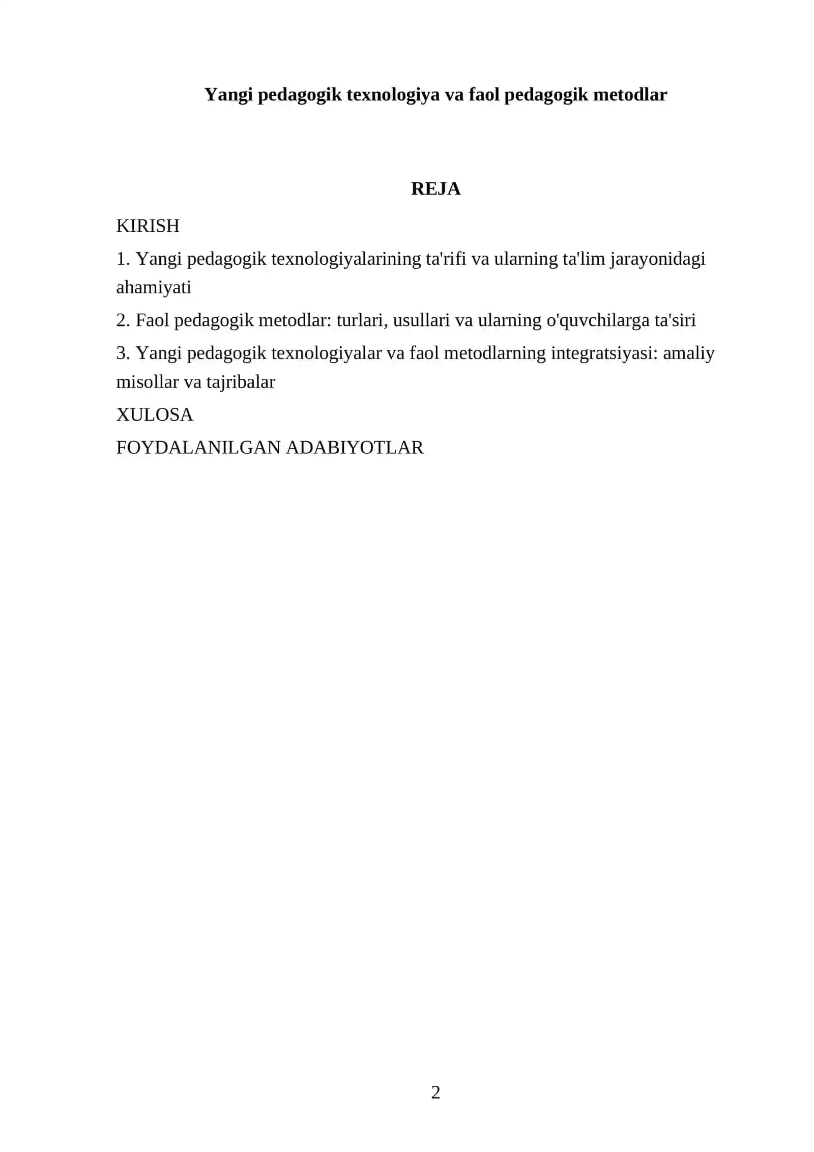 Yangi pedagogik texnologiya va faol pedagogik metodlar 2