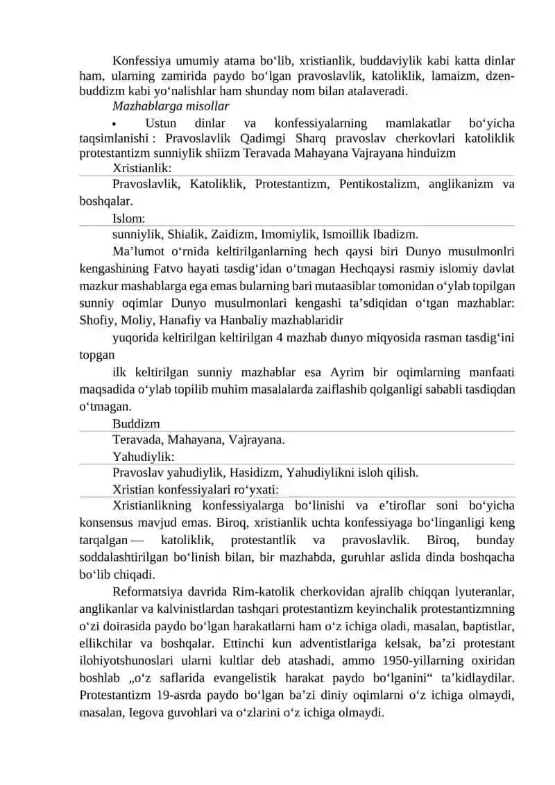 O‘zbekistonda Diniy Konfessiyalar va Tashkilotlarning Yo`nalishlari 2