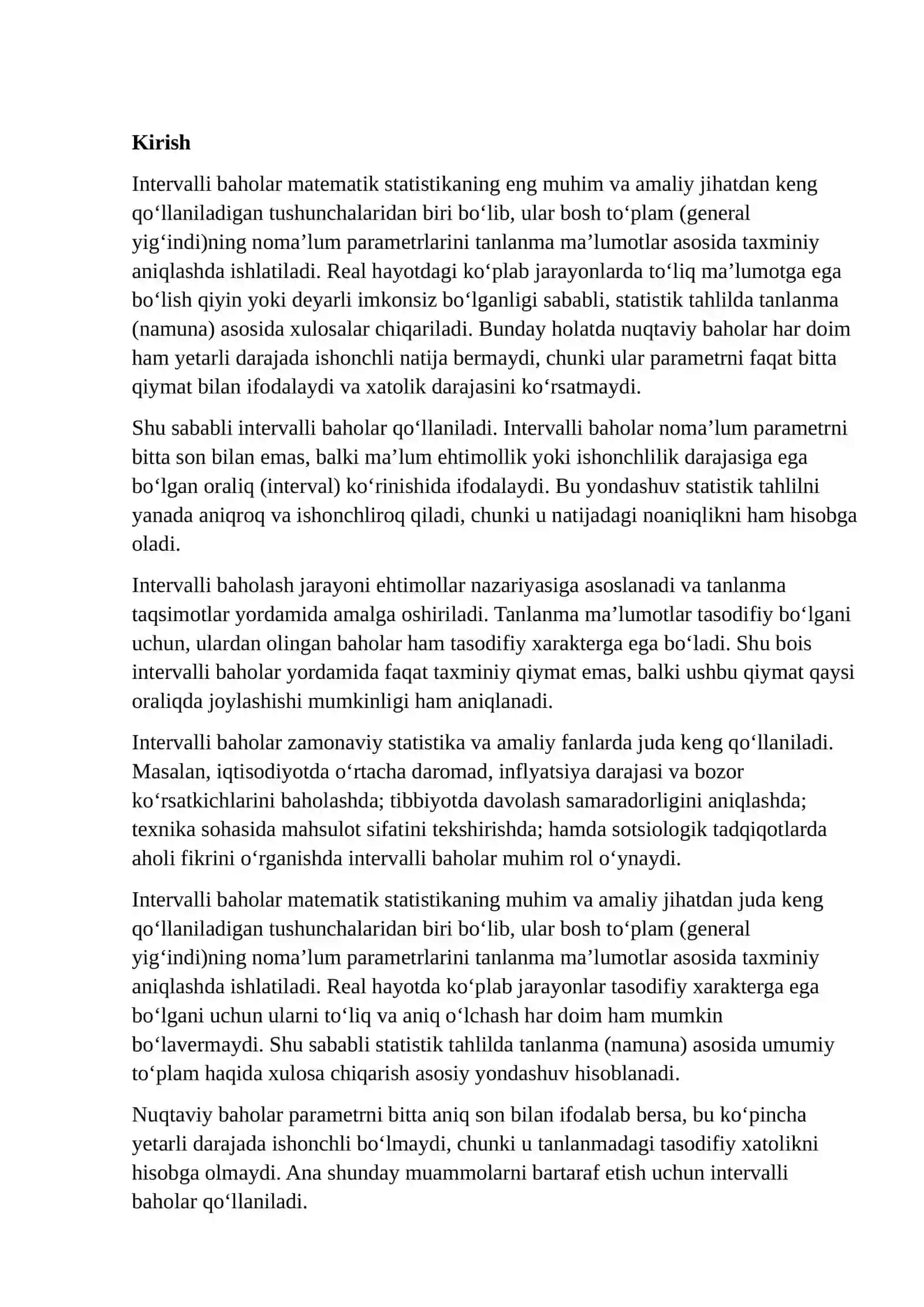 Intervalli baholar 2