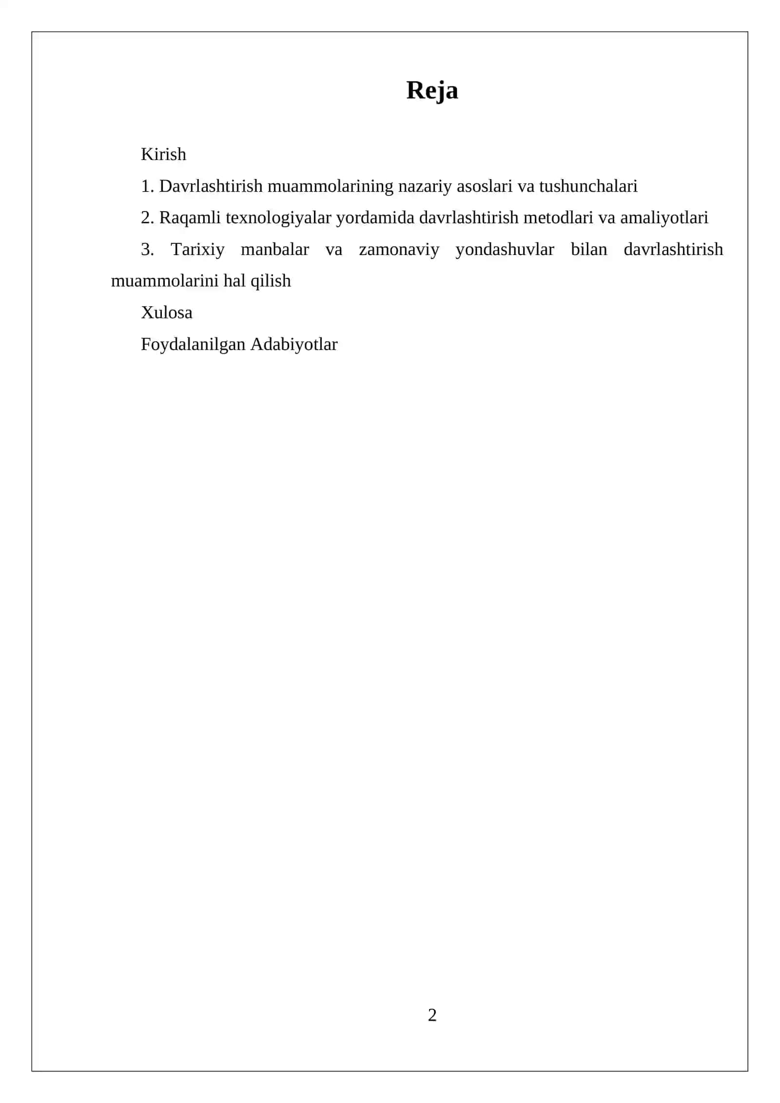 OʻRTA ASRLAR TARIXINI DAVRLASHTIRISH MUAMMOLARI 2