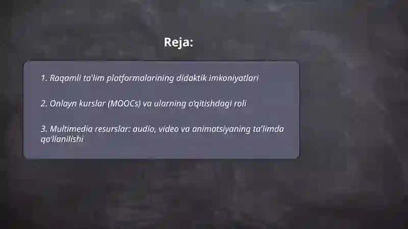 Zamonaviy axborot kommunikatsiyalar texnologiyalari va ularning didaktik imkoniyatlari 2
