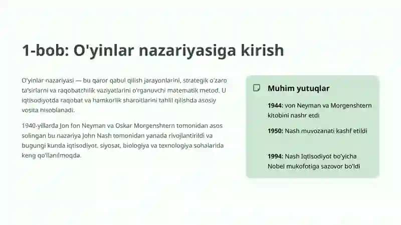 O'yinlar nazariyasi va uning iqtisodiyotdagi roli 2