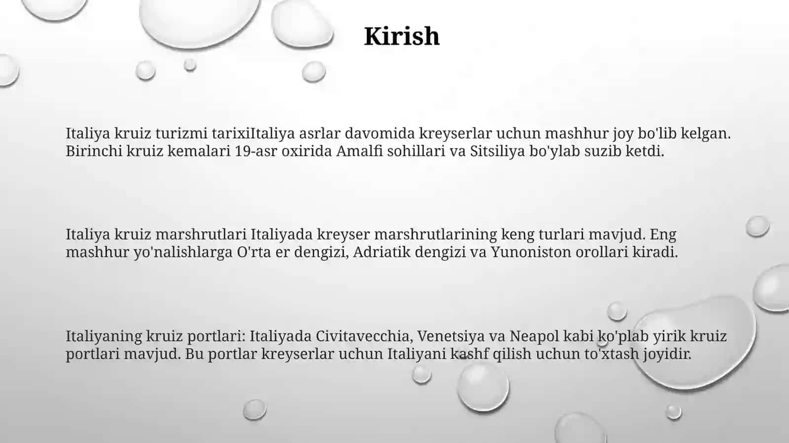 Italiya Kruiz Turizmi Haqida 2
