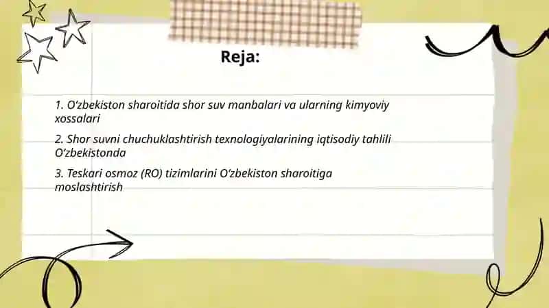Oʻzbekiston sharoitida shor suvni chuchuklashtirish 2