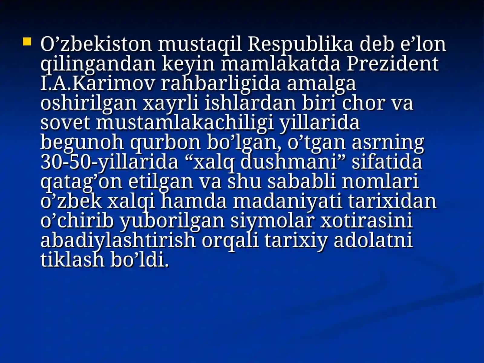 Qatag`on qurbonlari muzeyi materiallarini o`rganish 2