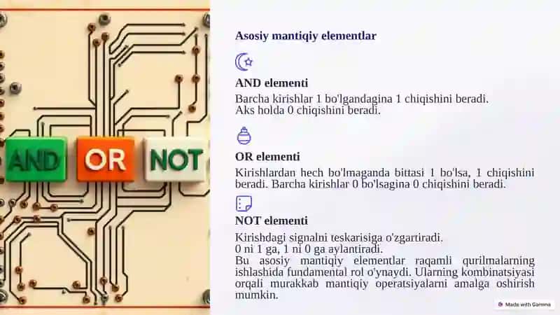 Mantiqiy elementlar va ularning xususiyatlari 2