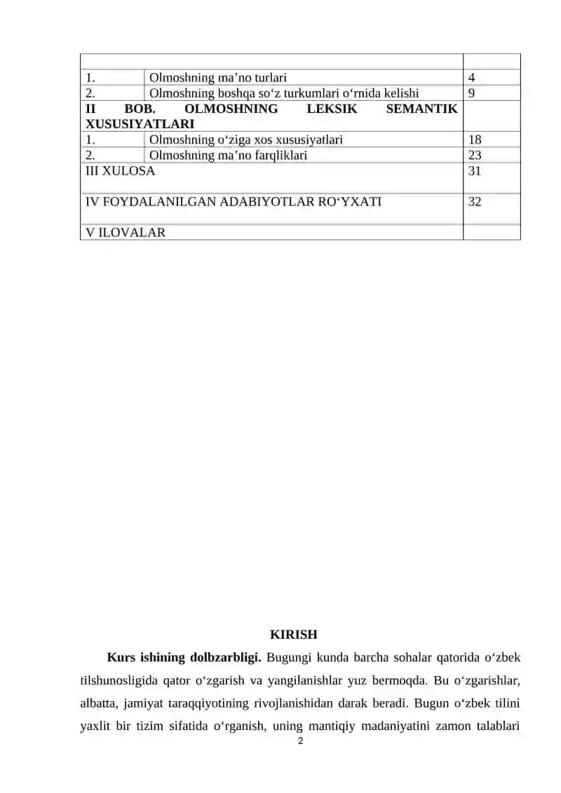 Olmosh va uning ma'noviy guruhlarini o'qitish metodikasi 2