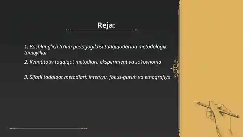 Boshlangʻich taʼlim pedagogikasi fanining tadqiqot metodlari 2