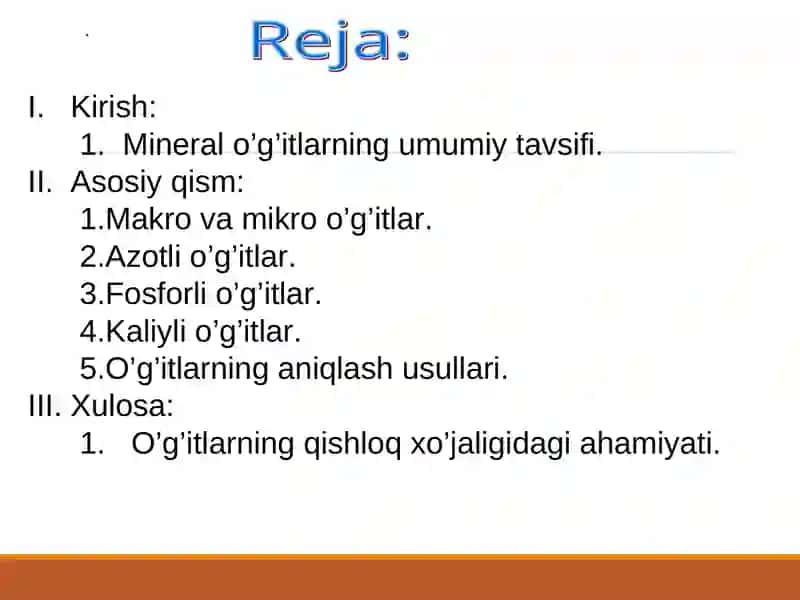 MINERAL O’G’ITLAR VA ULARNI ANIQLASH USULLARI 2