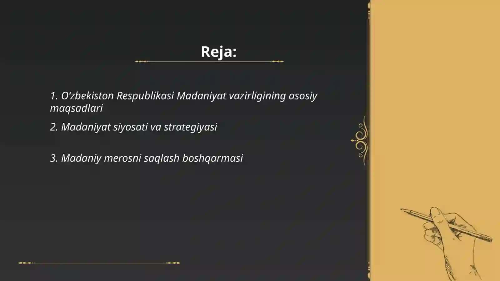 Oʻzbekiston Respublikasi Madaniyat vazirligining vazifaviy strukturalari 2
