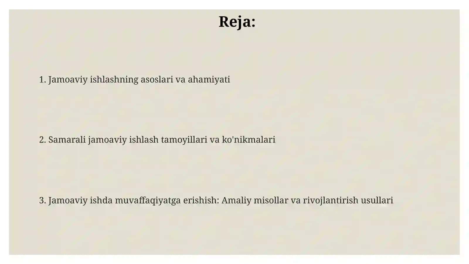 Akademik "soft" ko'nikmalari: Jamoada ishlash (teamworking) 2