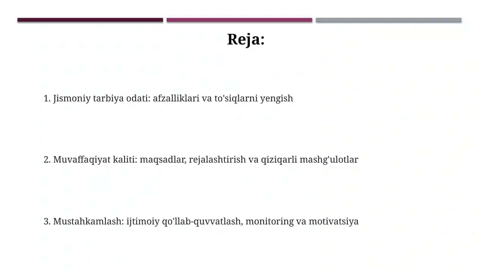 Jismoniy tarbiya mashg'ulotlari bilan shug'ullanishni odatga aylantirish yo'llari 2