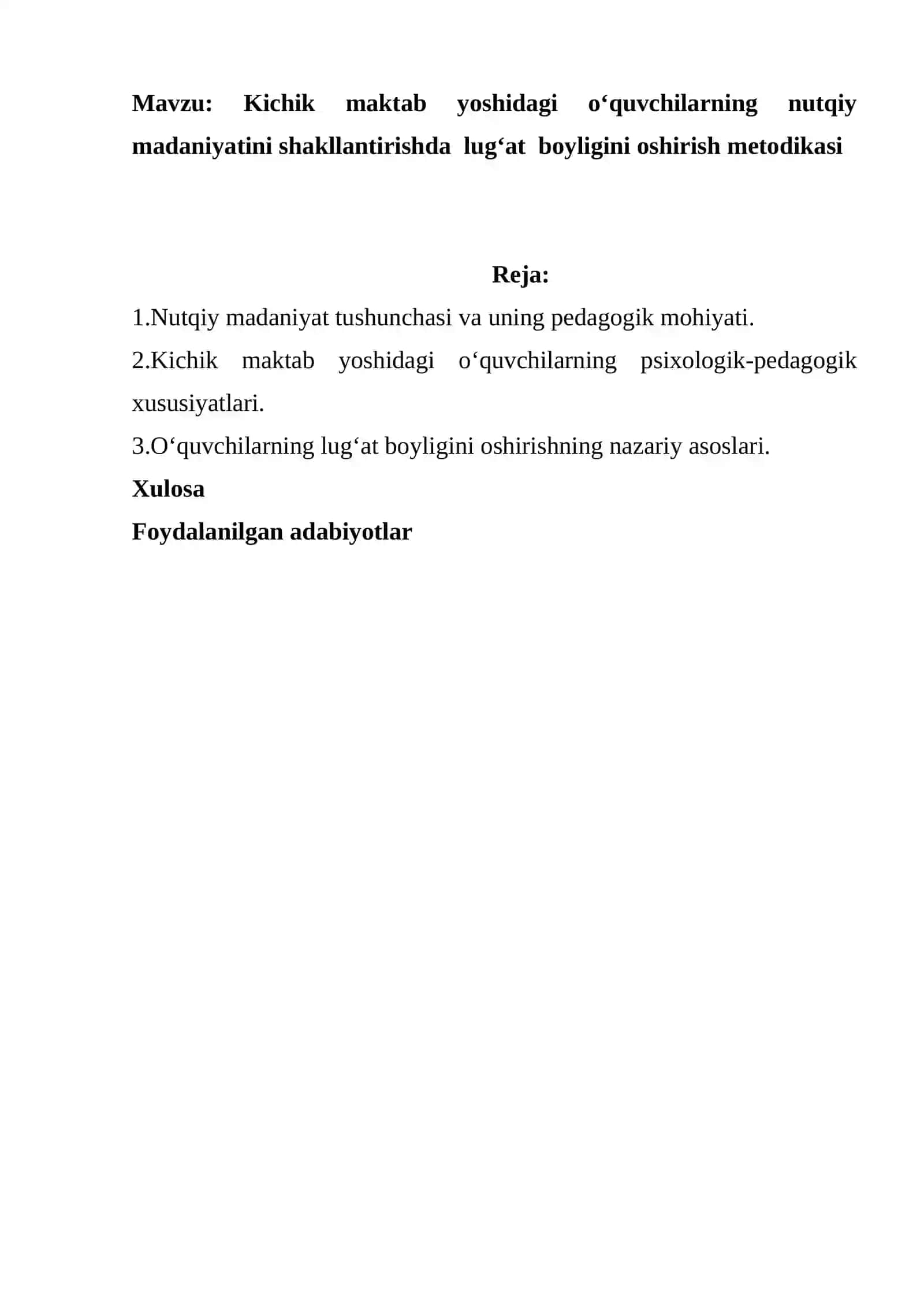 Kichik maktab yoshidagi o‘quvchilarning nutqiy madaniyatini shakllantirishda lug‘at boyligini oshirish metodikasi 2
