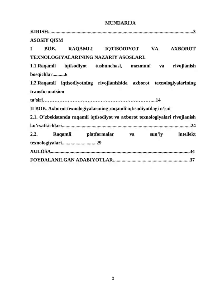 RAQAMLI IQTISODIYOT VA AXBOROT TEXNOLOGIYALARINING NAZARIY ASOSLARI 2
