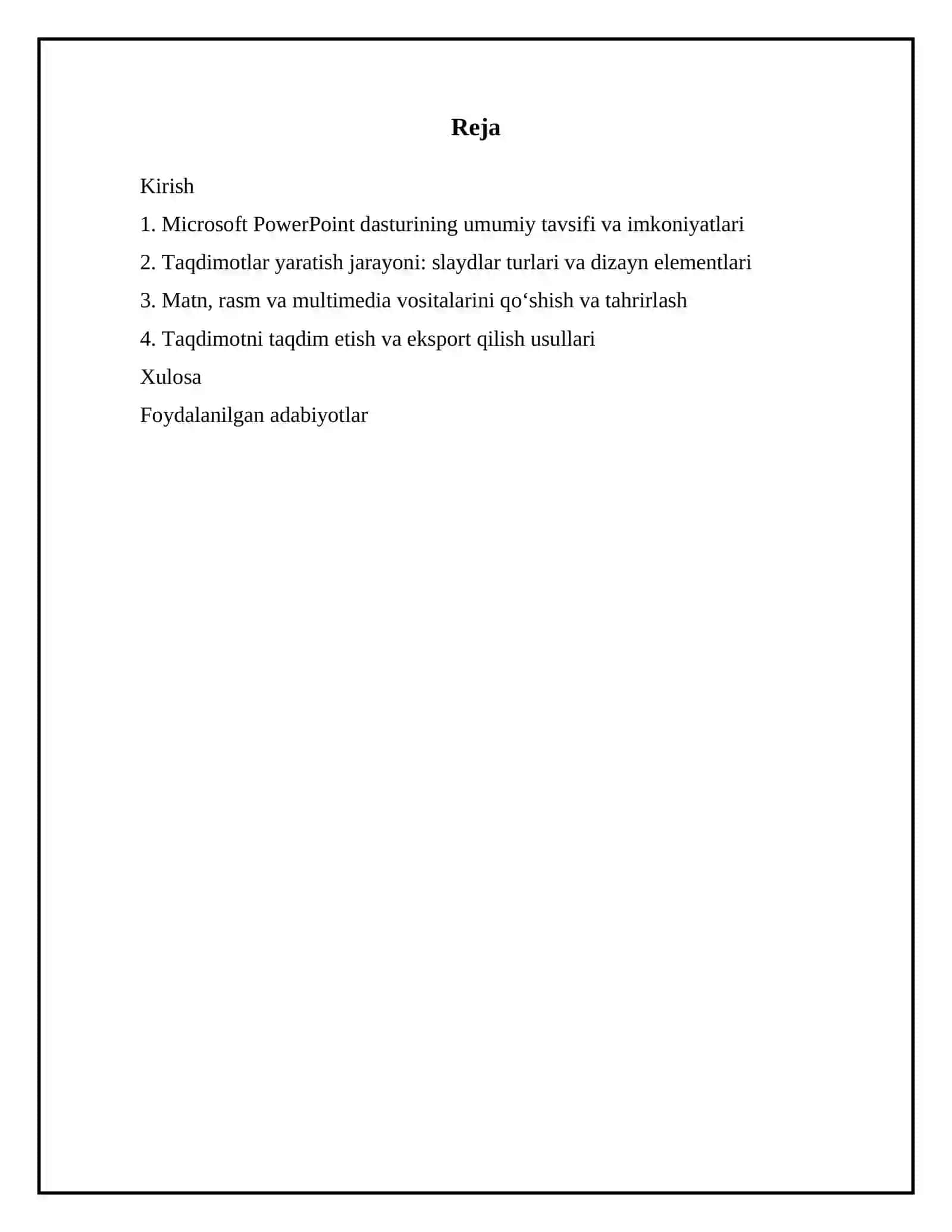 Microsoft Powerpoint dasturida taqdimotlar yaratish 2