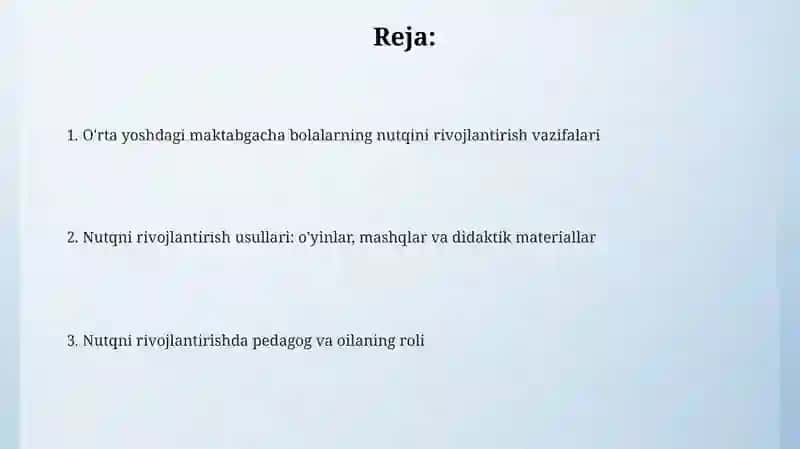 Maktabgacha oʻrta yoshdagi bolalar nutqini oʻstirishning vazifalari, metod va vositalari 2