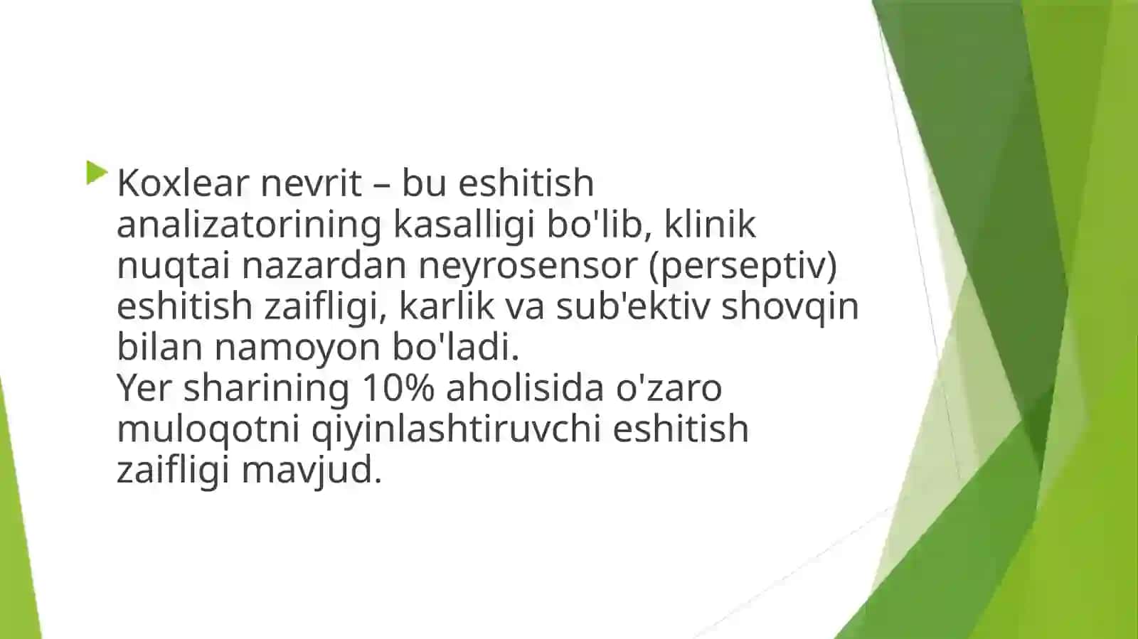 KOXLEAR NEVRIT YOKI ESHITUV NERVI NEVRITI 2