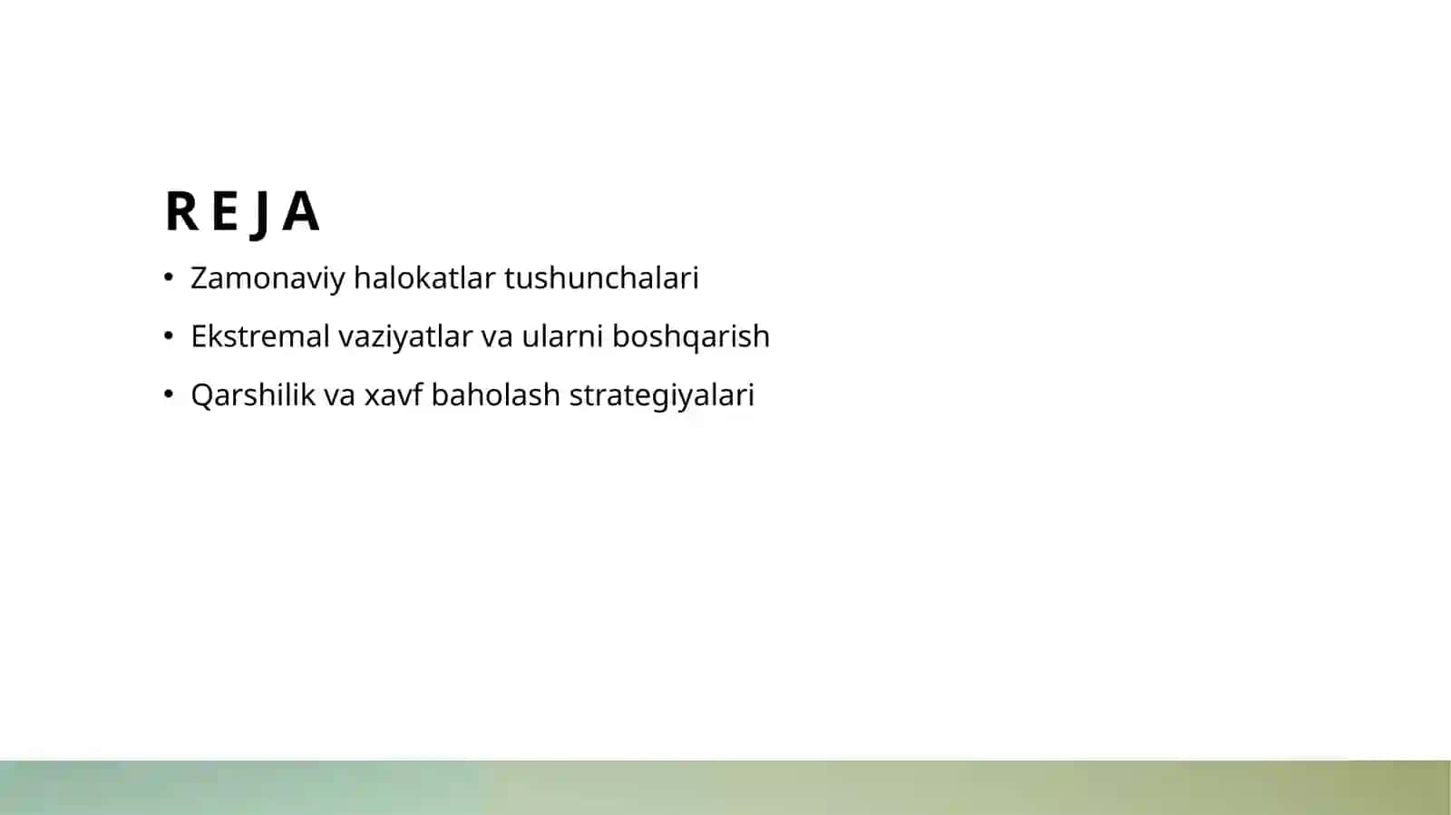 Halokatlar, ekstremal va favqulodda vaziyatlar to'g'risida zamonaviy tushunchalar 2
