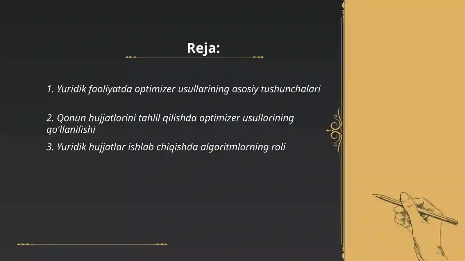 Yuridik faoliyatda applied boa optimizer usullarining qo'llanilishi 2