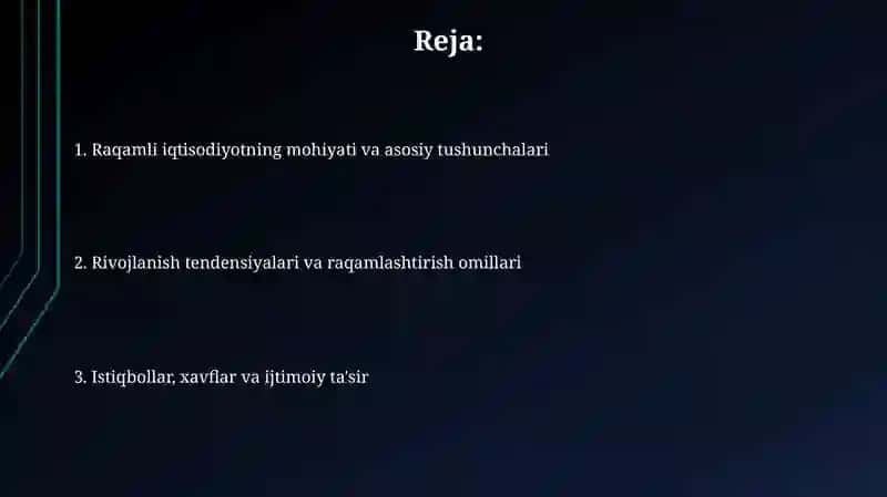 Raqamli iqtisodiyot mazmuni va rivojlanish tendensiyalari 2