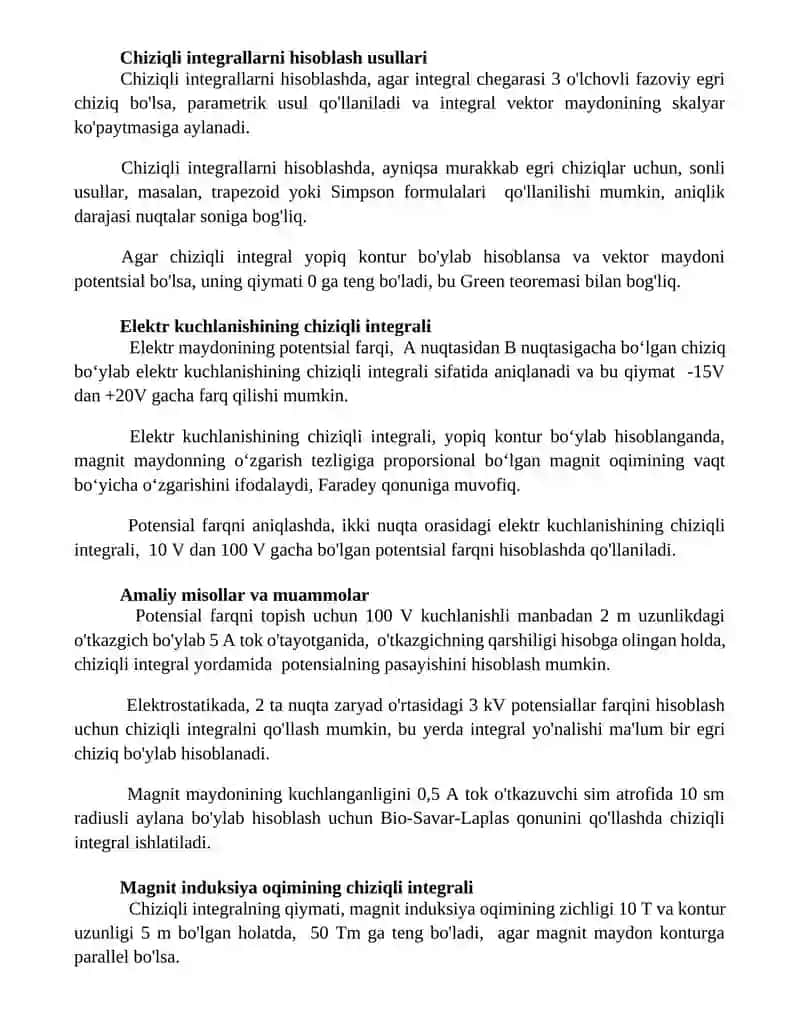 Magnit maydonlarida chiziqli integrallarni qo'llash 2