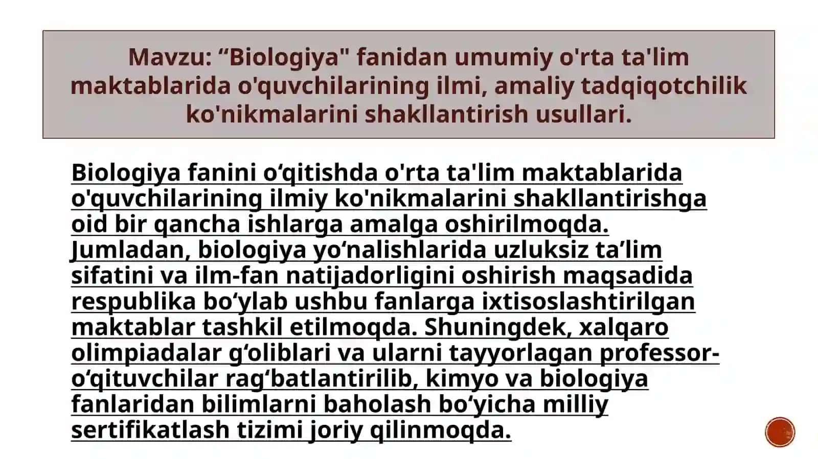 Biologiya fanini o‘qitishda o'rta ta'lim maktablarida o'quvchilarining ilmiy ko'nikmalarini shakllantirish 2