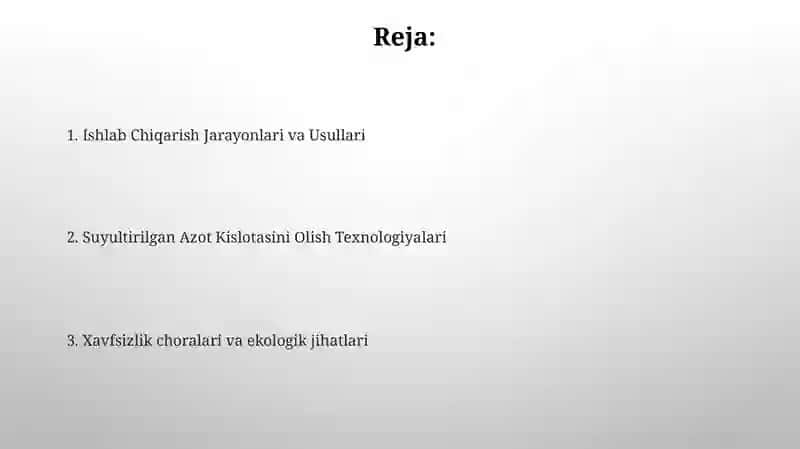 Suyiltirilgan nitrat kislota olish texnologiyasi 2
