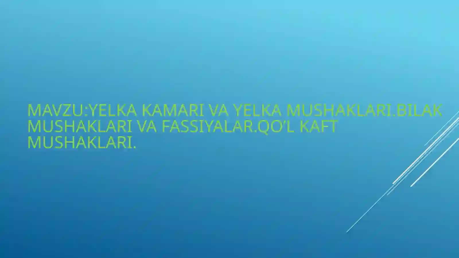 YELKA KAMARI VA YELKA MUSHAKLARI 2