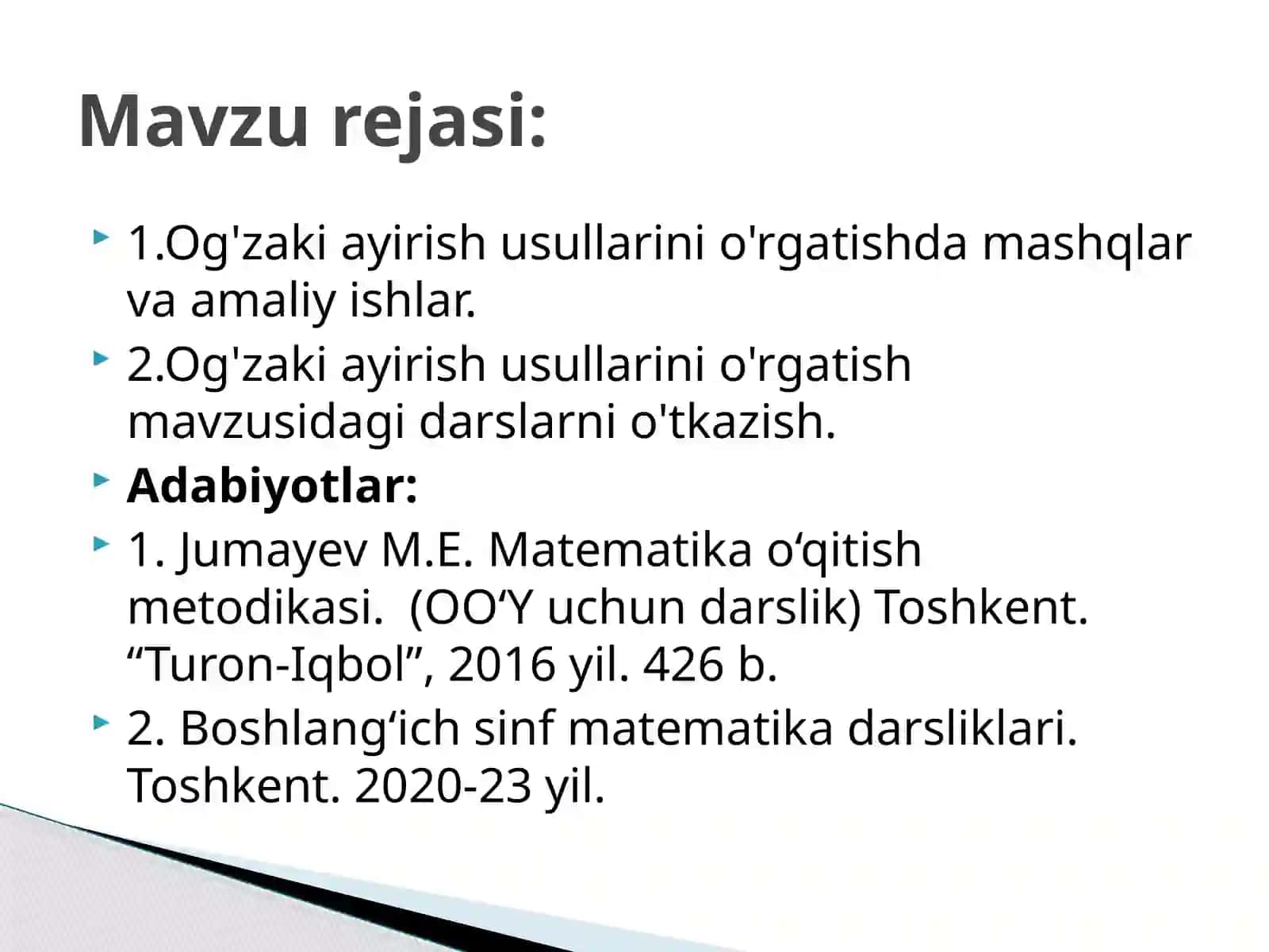 Og'zaki ayirish usullarini o'rgatish metodikasi 2