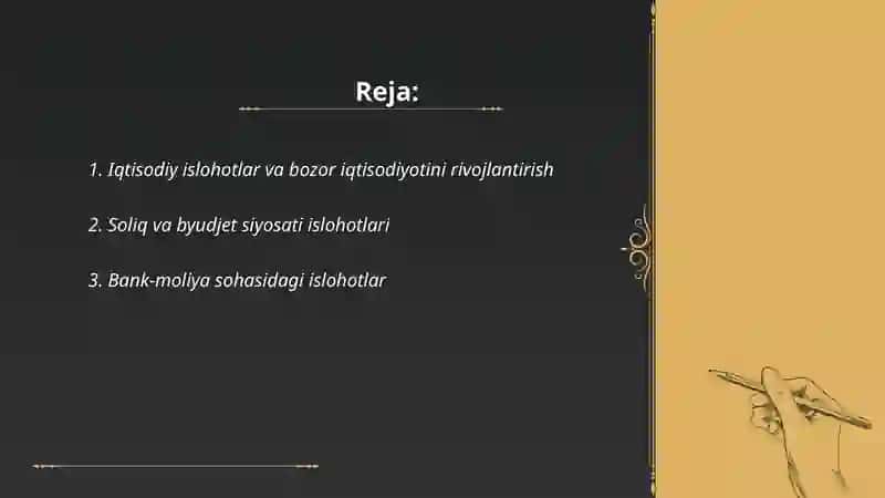 Iqtisodiy islohotlar va bozor iqtisodiyotini rivojlantirish 2