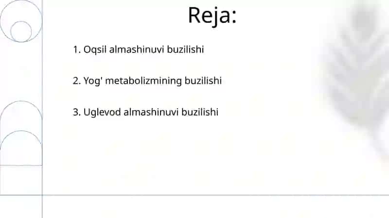 Ochlikda karbonsuvlar, yog'lar va oqsillar almashinuvining buzilishi 2