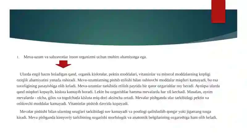 Meva-uzum va sabzavotlar tuzilishi 2