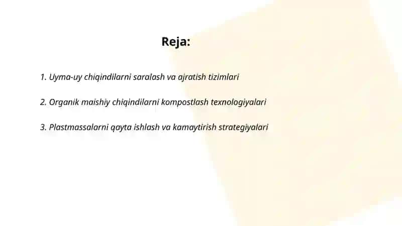 Uyma-uy chiqindilarni saralash va ajratish tizimlari 2