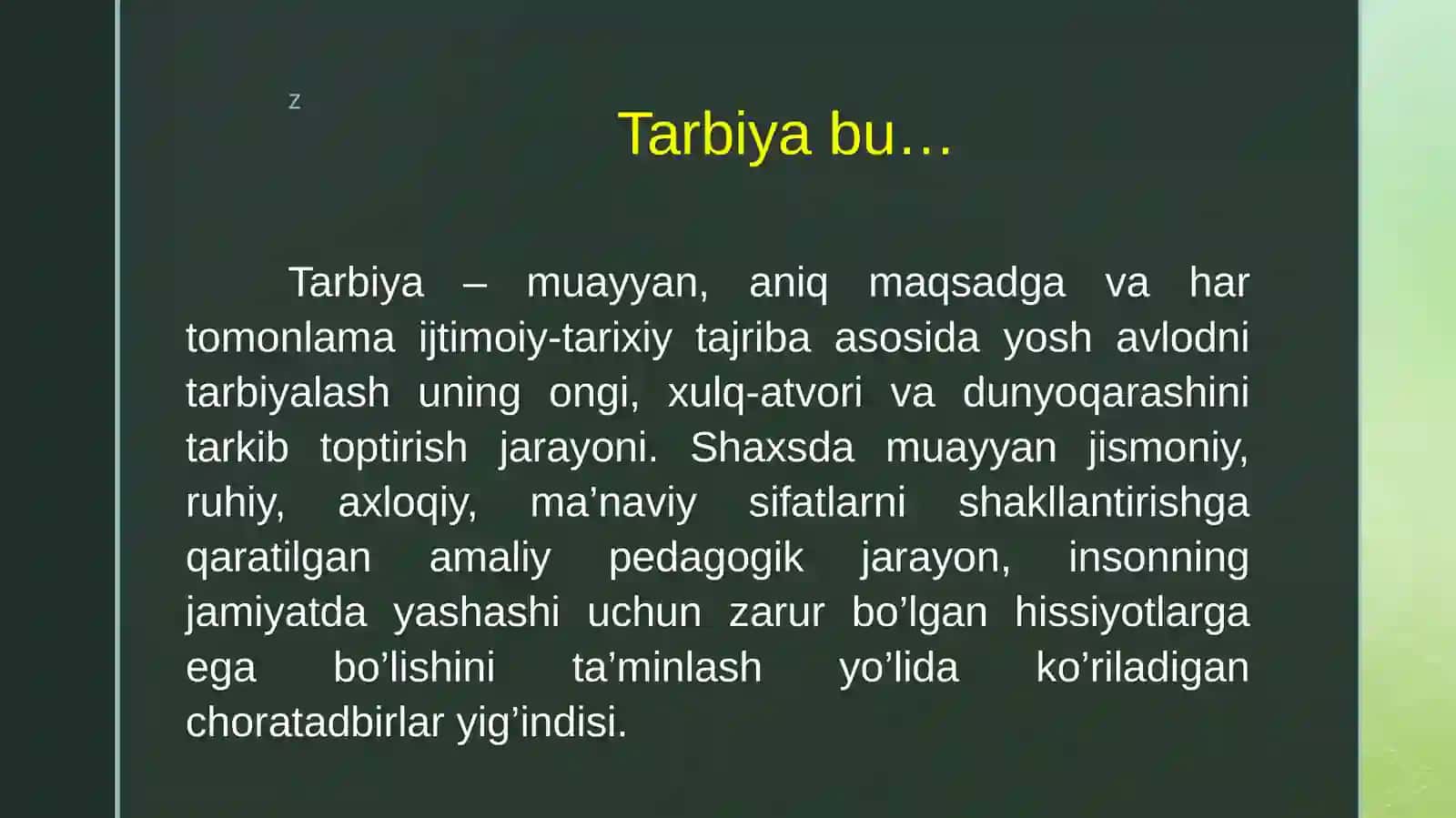 BOSHLANG’ICH TA’LIMDATARBIYA JARAYONINING MAZMUNI 2