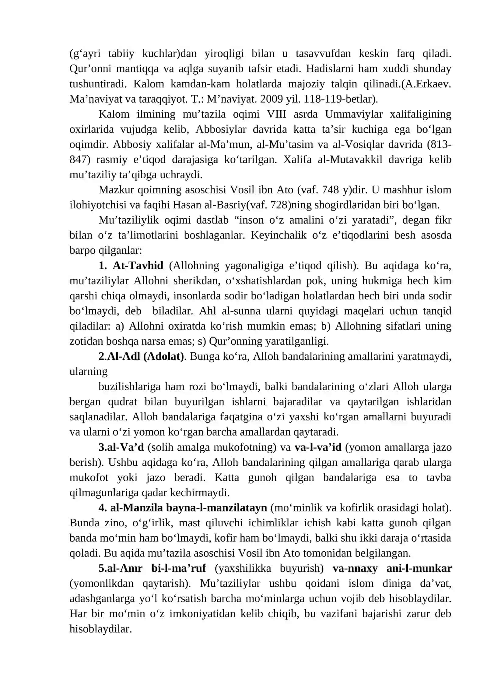 7-mavzu: ISLOM DININING AQIDAVIY YO`NALISHLARI VA MAKTABLARI 2