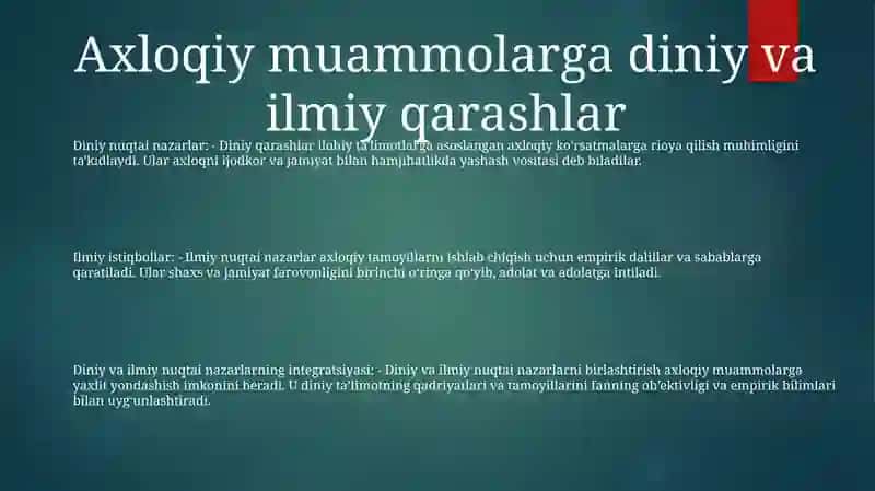 Etikaning Zamonaviy Muammolariga Diniy Va Ilmiy Yondashuvlar 2