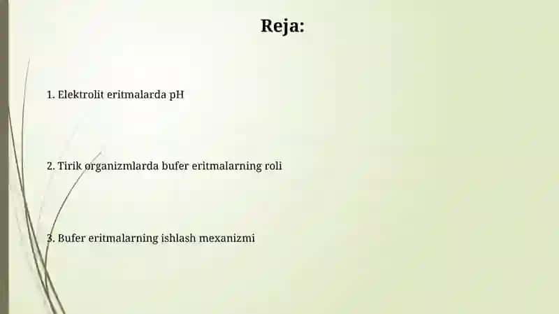 Elektrolit eritmalarda ph ning qiymati 2