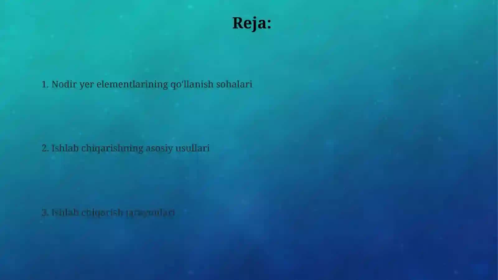 Kamyob elementlarning qo'llanilish sohalari ishlab chiqarishning asosiy usullari va jarayonlari 2