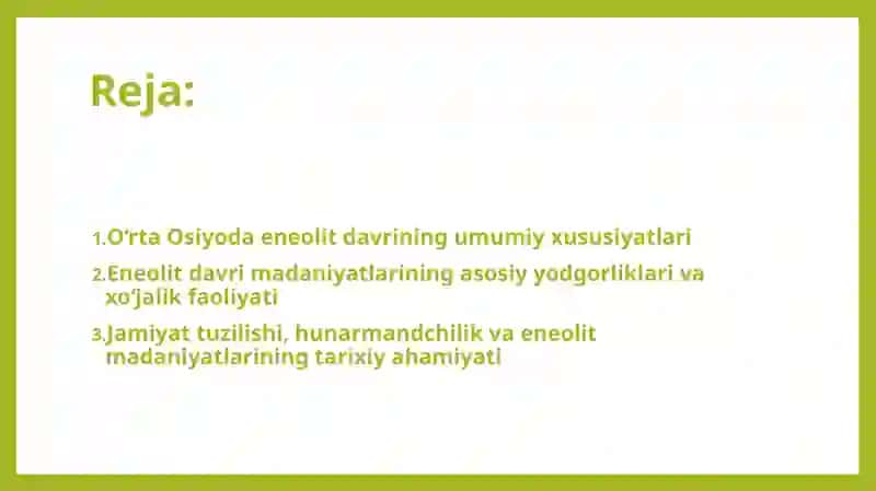 Oʻrta Osiyoning eneolit davri madaniyatlari 2