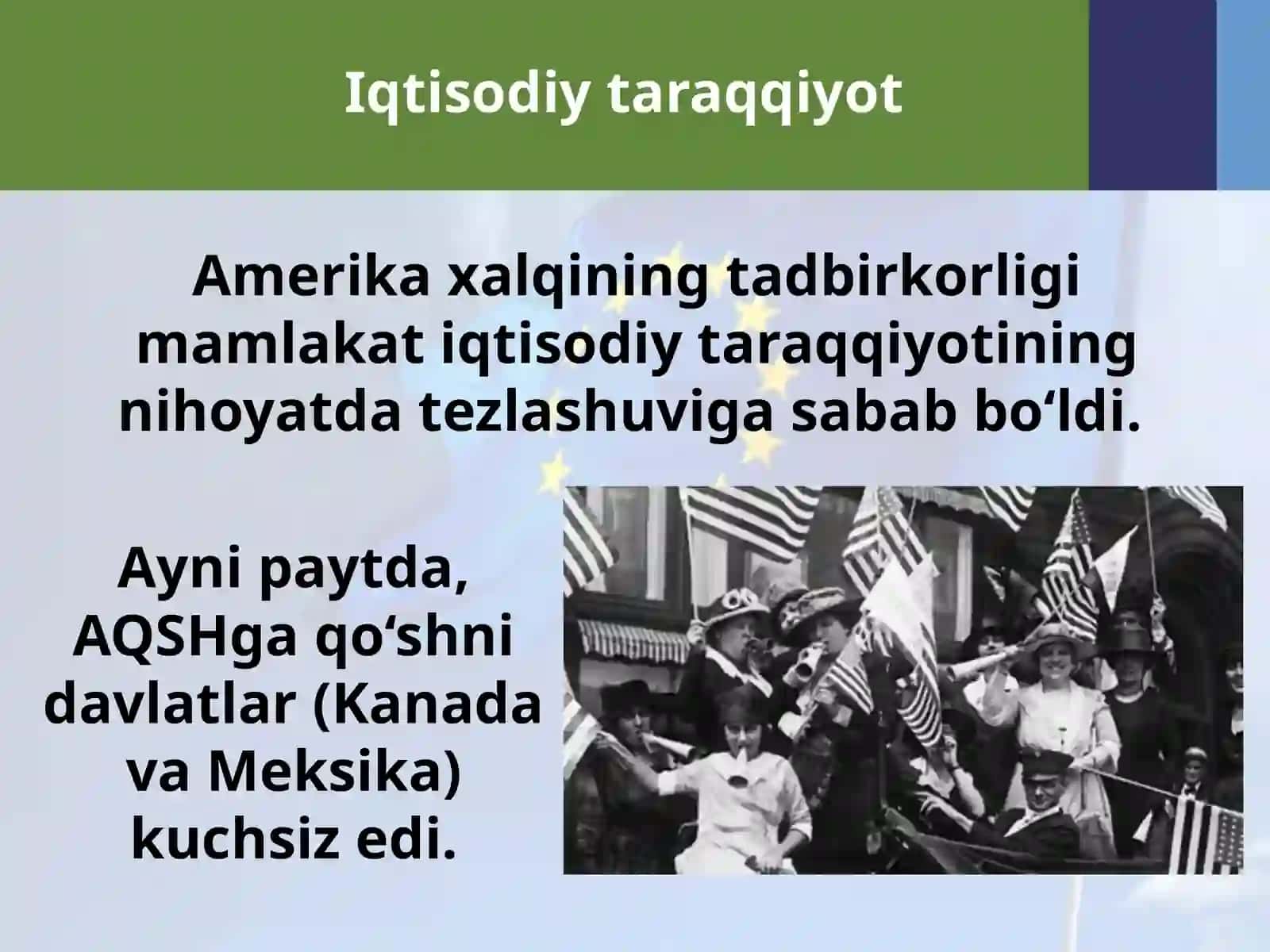 Amerika Qo’shma Shtatlari Iqtisodiy taraqqiyot 2