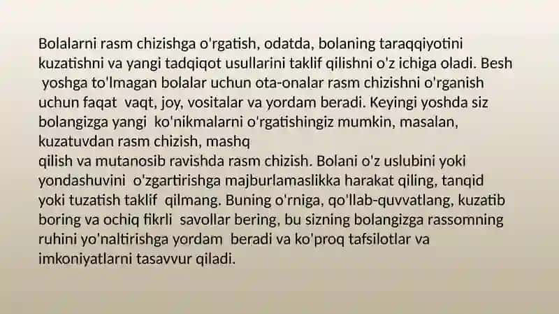 Bolalarni rasm chizishni o'rgatish 2