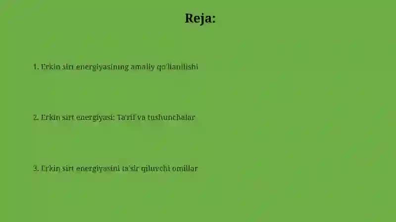 Erkin sirt energiyasi 2